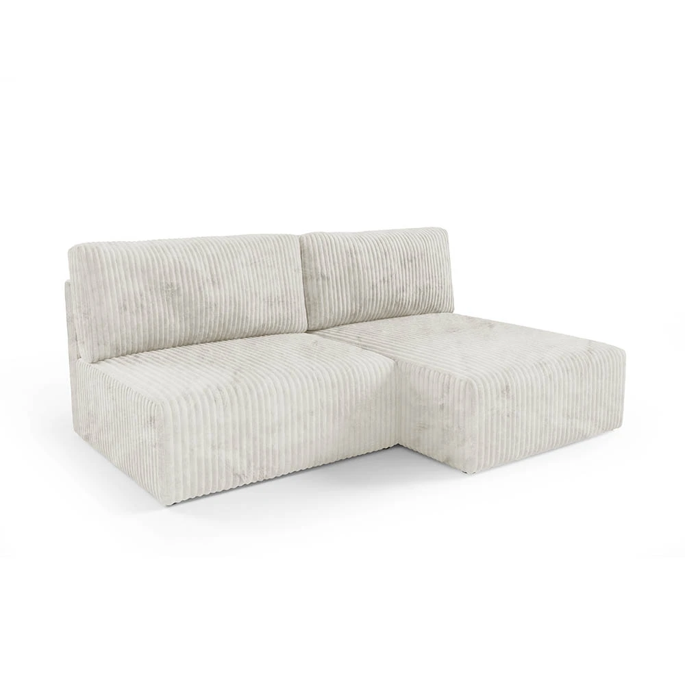 Canapé d'angle convertible et modulable 4 places en côtelé beige