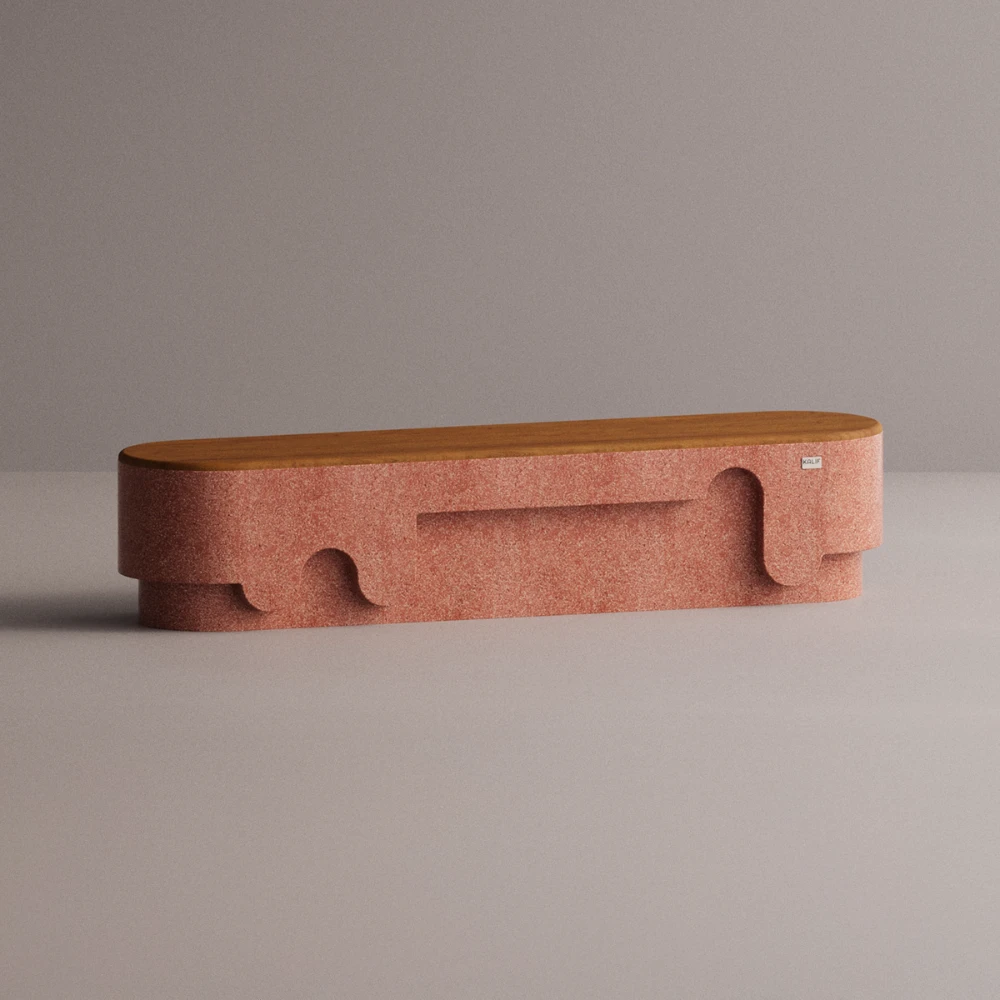 Buffet en béton rouge- 195x45 cm