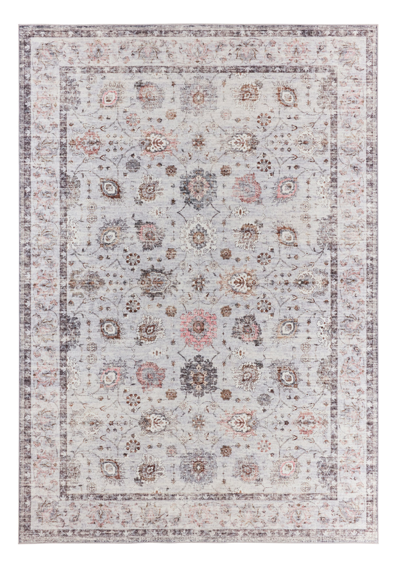 Tapis doux à poils courts motif classique gris - 120x160 cm