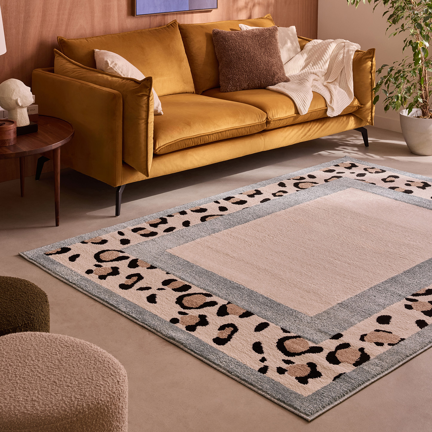 Tapis de salon à motif léopard bleu - 80x150 cm