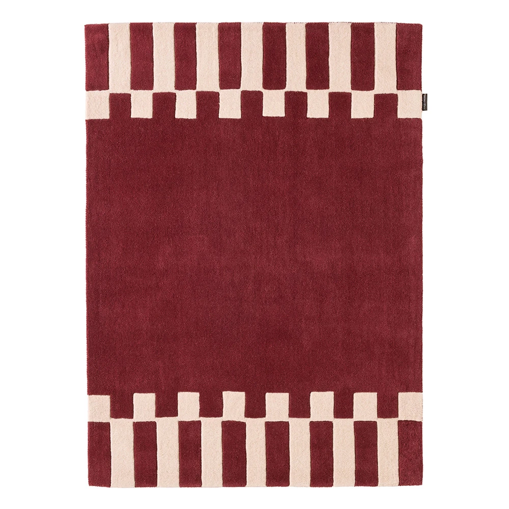 Tapis en laine géométrique - Bordeaux - 133x190 cm