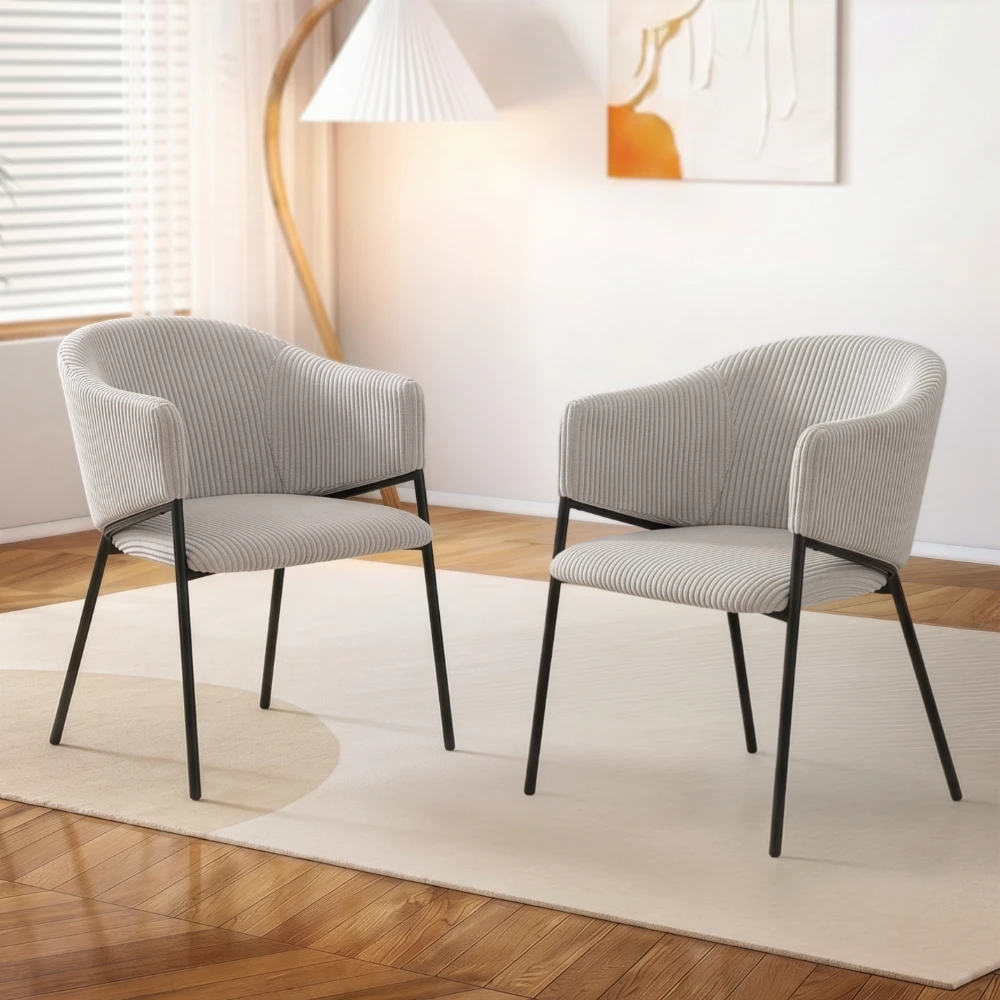 Chaise design en velours côtelé gris clair