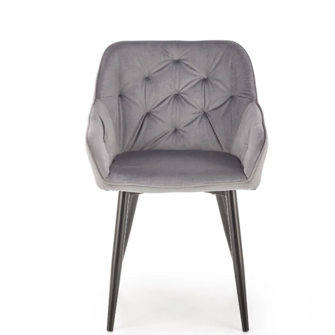 Chaise capitonnée gris avec accoudoirs