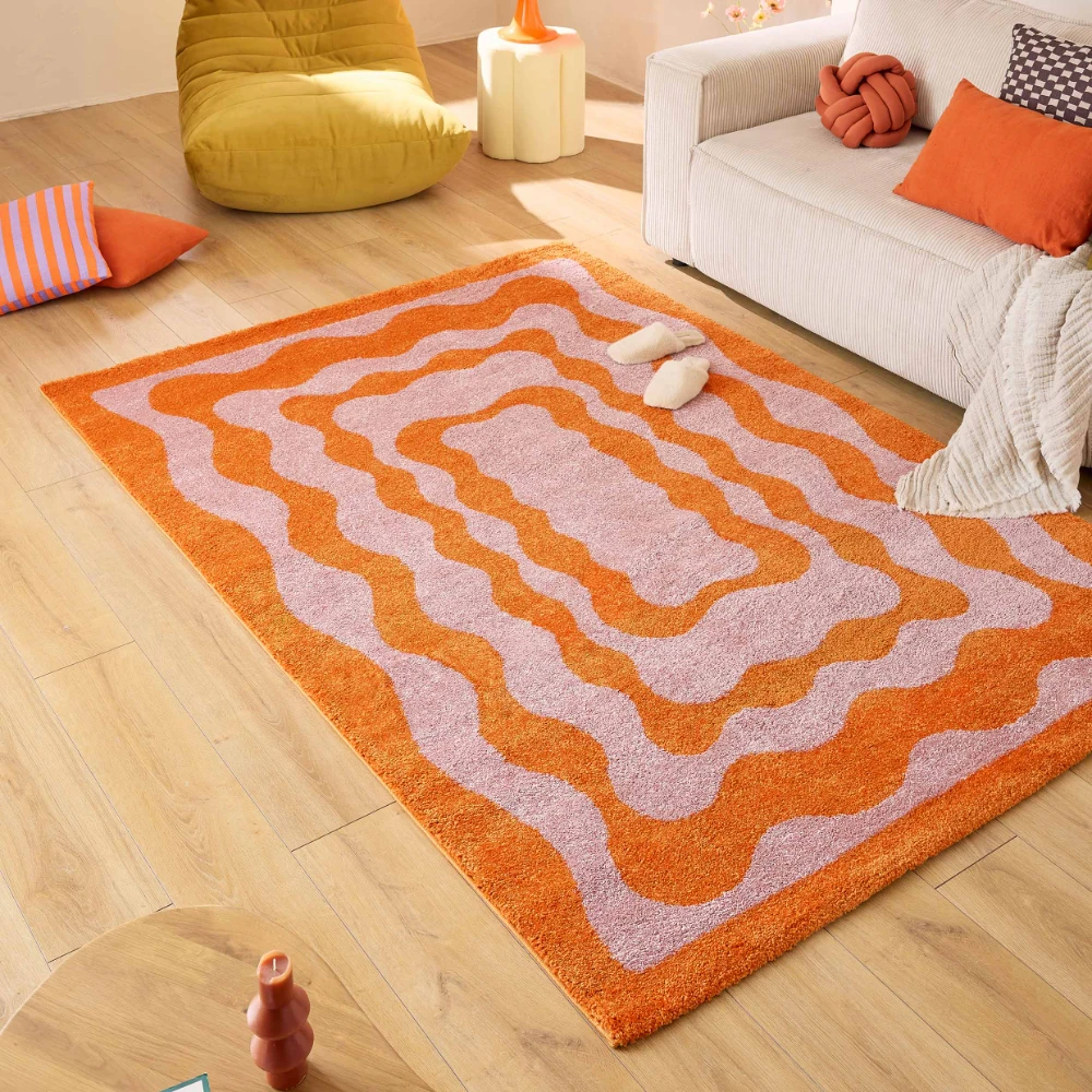 Tapis style retro année 70 - Orange - 160x230 cm