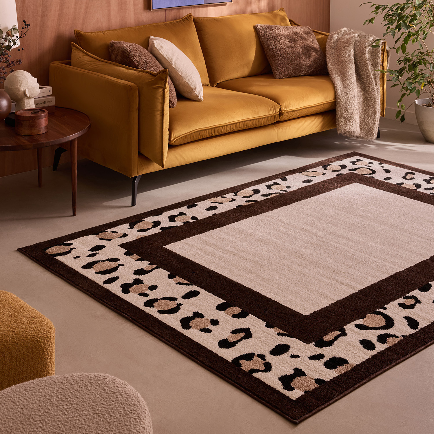Tapis de salon à motif léopard marron - 80x150 cm