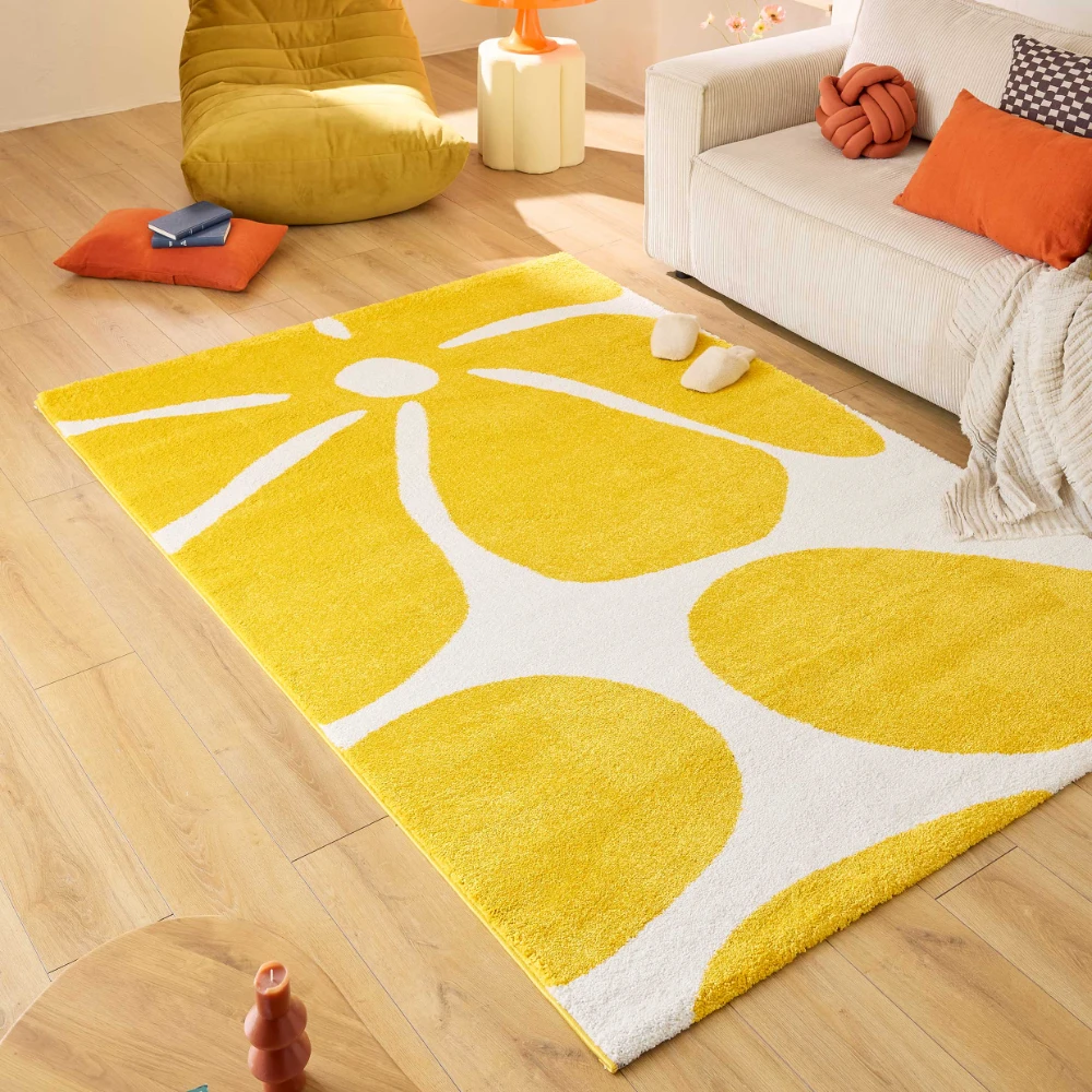 Tapis style retro année 70 - Jaune - 160x230 cm