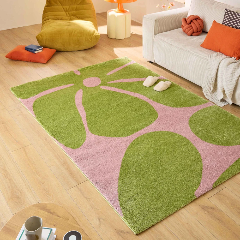 Tapis style retro année 70 - Vert - 160x230 cm