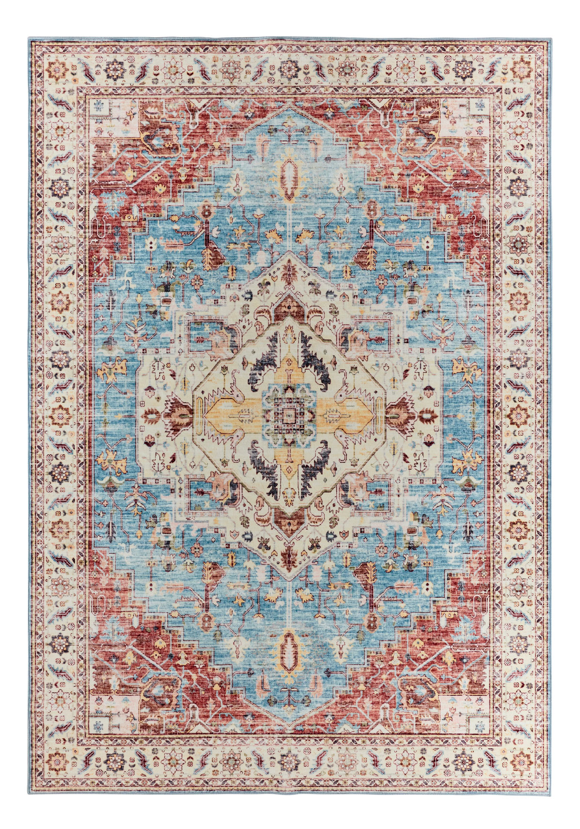 Tapis doux à poils courts motif vintage multicolore - 120x160 cm