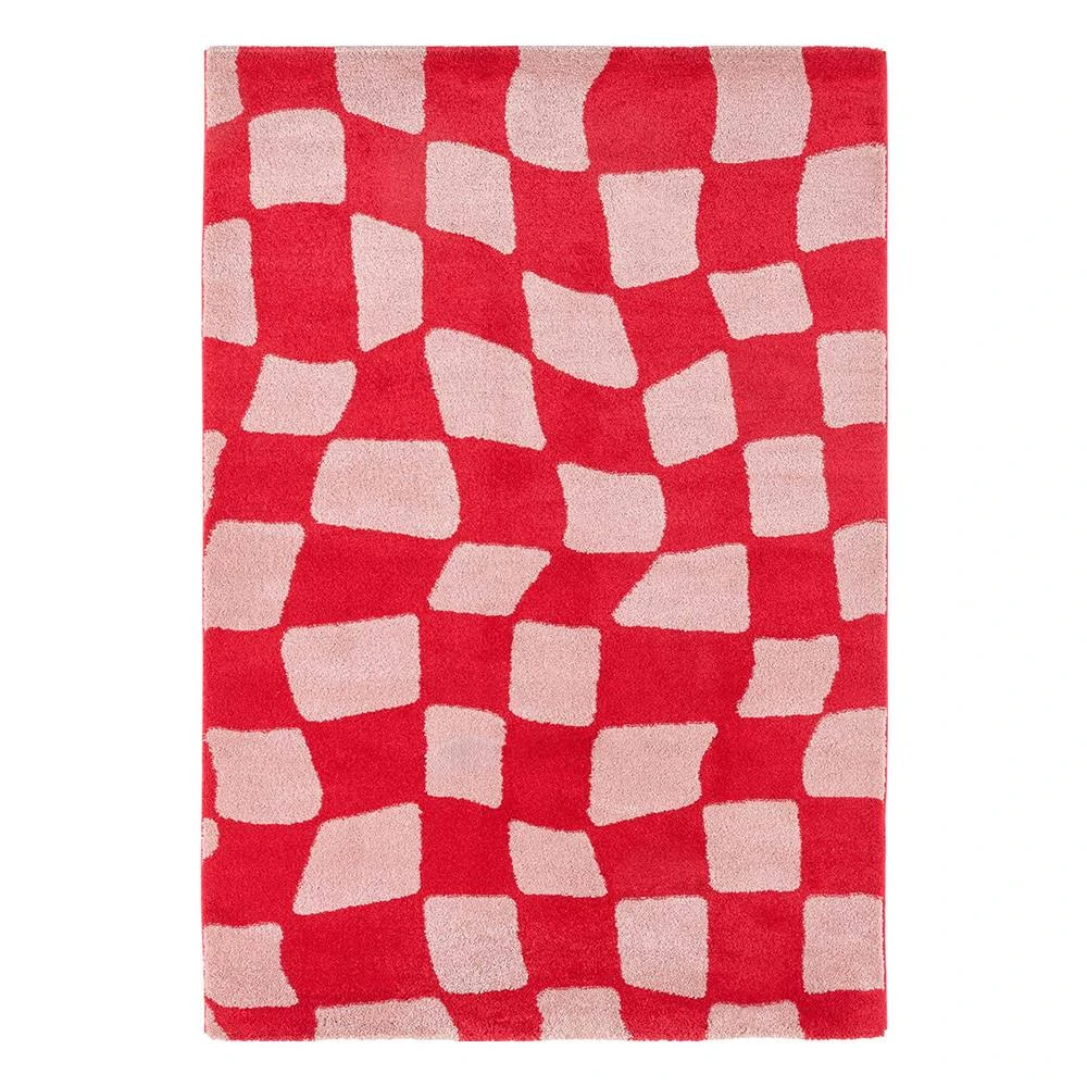 Tapis style retro année 70 - Rouge - 160x230cm