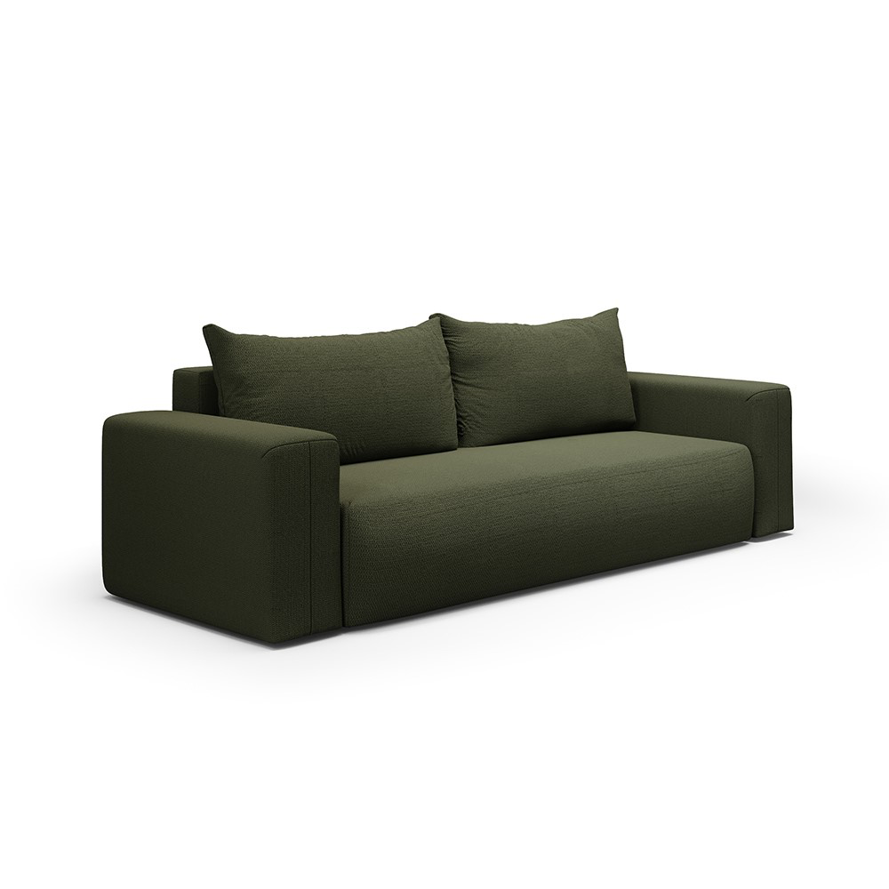 Canapé droit convertible droit 3 places en tissu vert