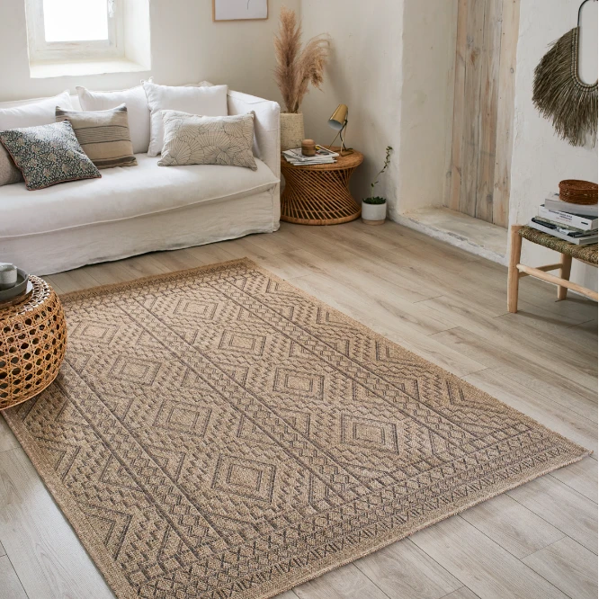 Tapis intérieur et extérieur aspect jute naturel - Marron - 160x230 cm