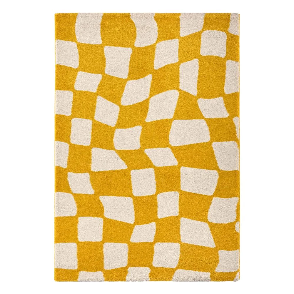 Tapis style retro année 70 - Jaune- Groovy