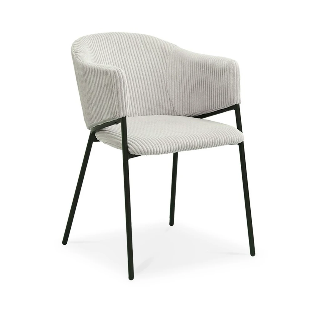 Chaise design en velours côtelé gris clair