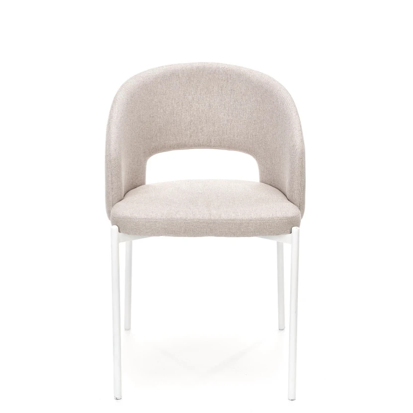 Chaise crème avec pieds blancs assise courbée