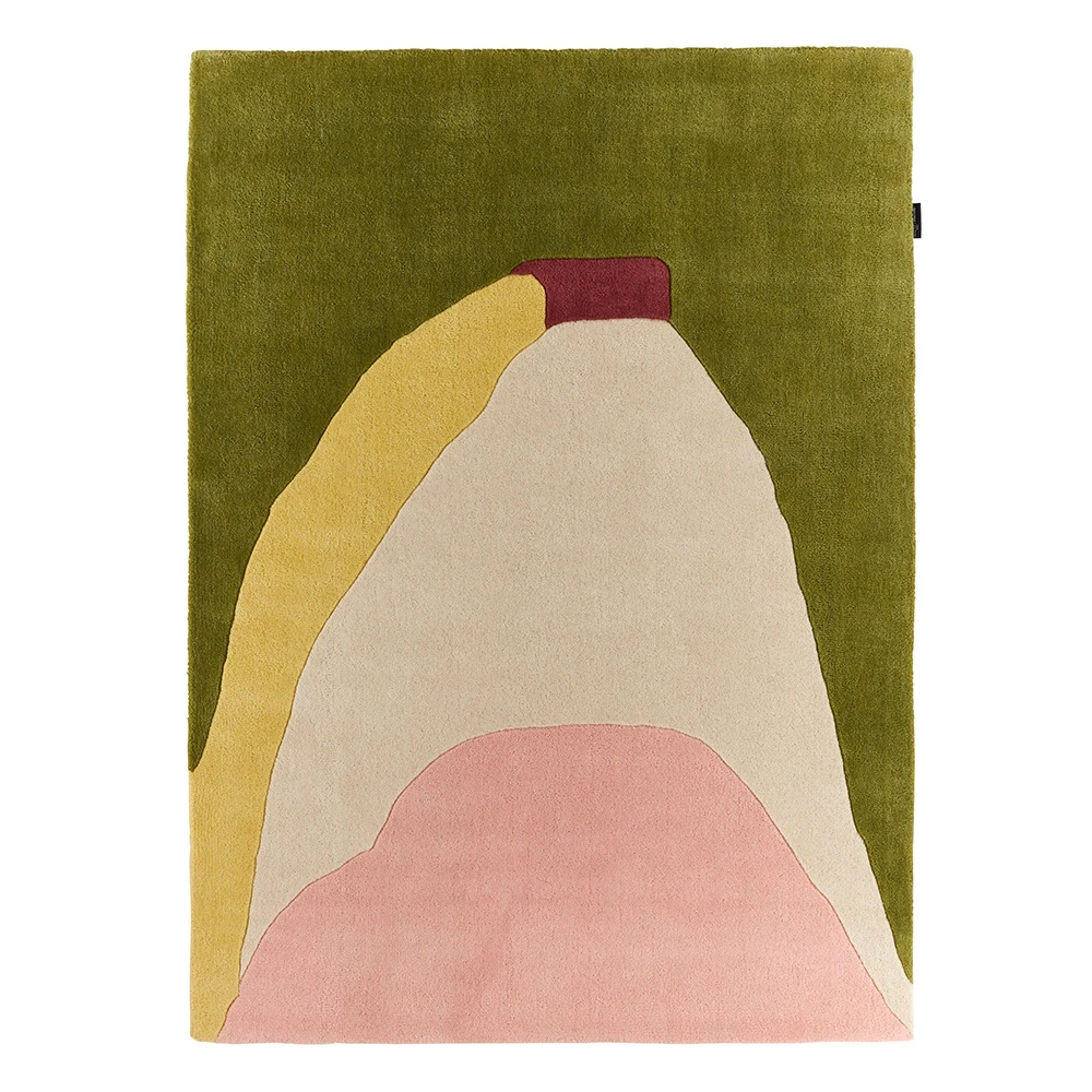 Tapis en laine multicolore vert et rose 133x190cm