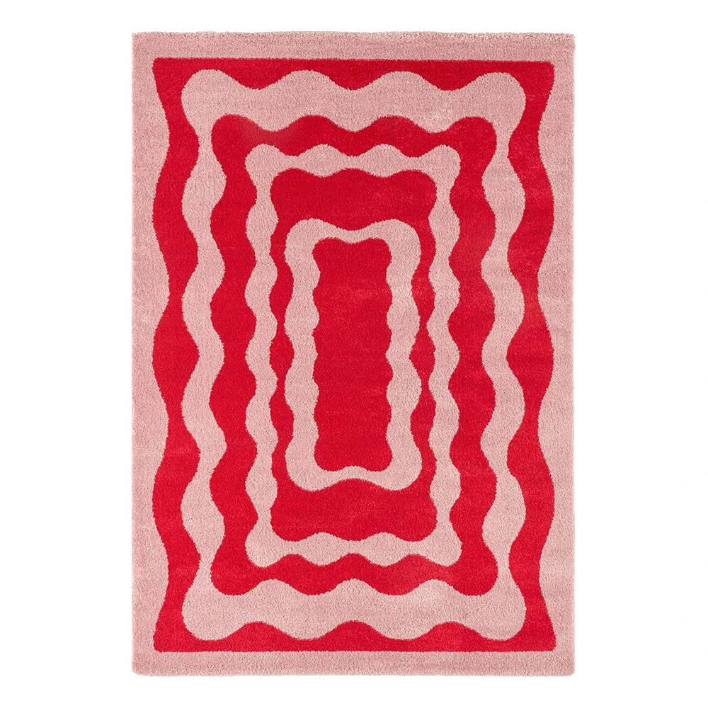 Tapis style retro année 70 - Rouge - 160x230 cm