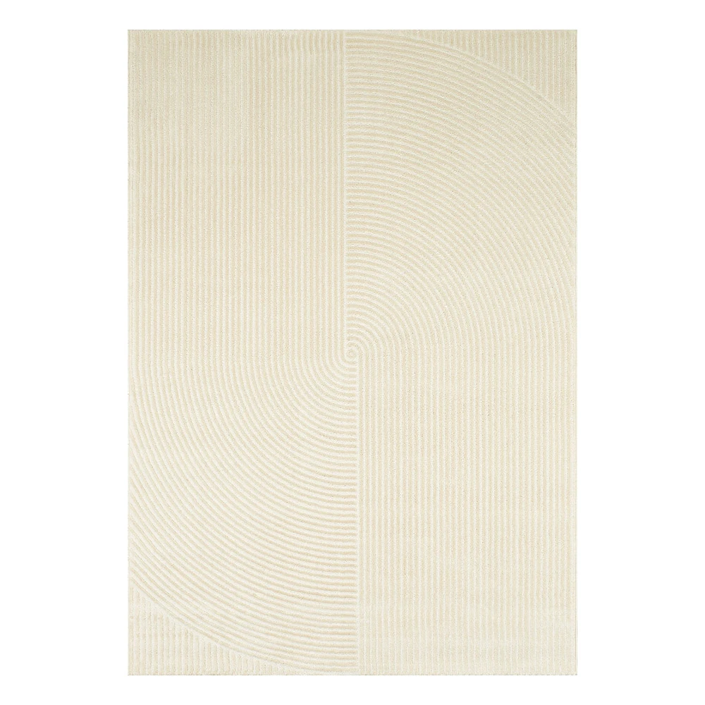 Tapis motif géométrique poils en relief crème - 160x230 cm