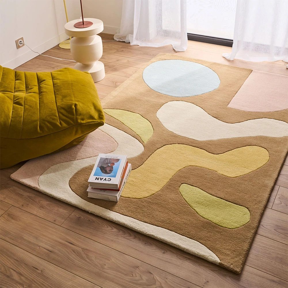 Tapis en laine design aux couleurs pastel - 133x190 cm