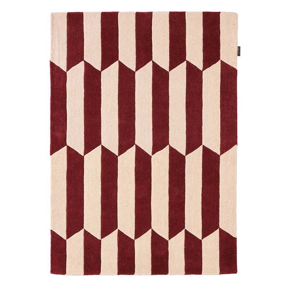 Tapis en laine graphique - Bordeaux - 133x190 cm