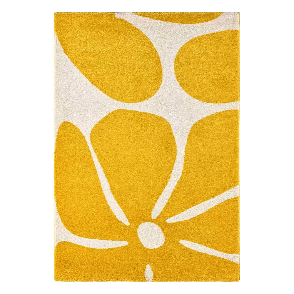 Tapis style retro année 70 - Jaune - 160x230 cm