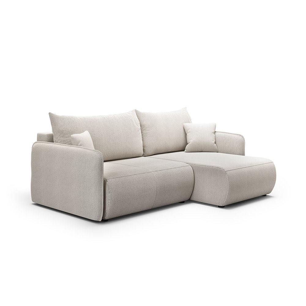 Canapé d'angle droit 4 places en tissu taupe