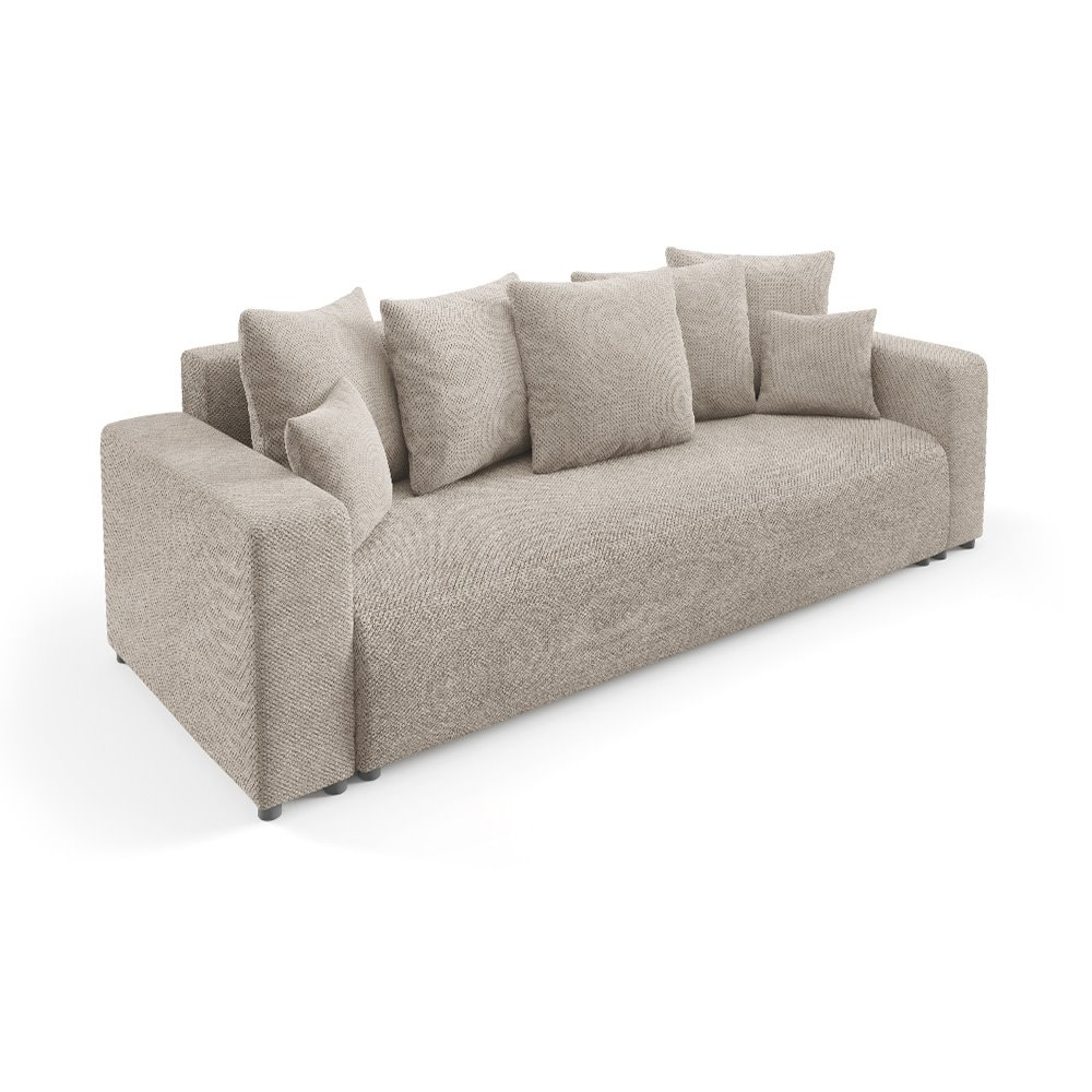 Canapé droit convertible 3 places en tissu beige