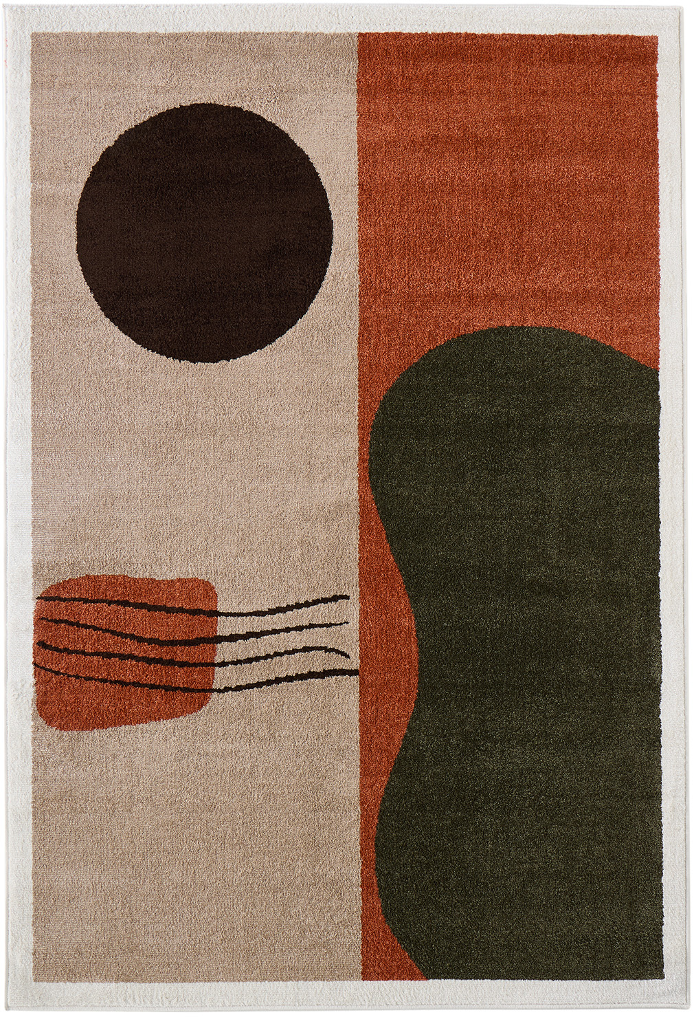Tapis de salon à poils courts à motif art déco multicolore - 100x150 cm