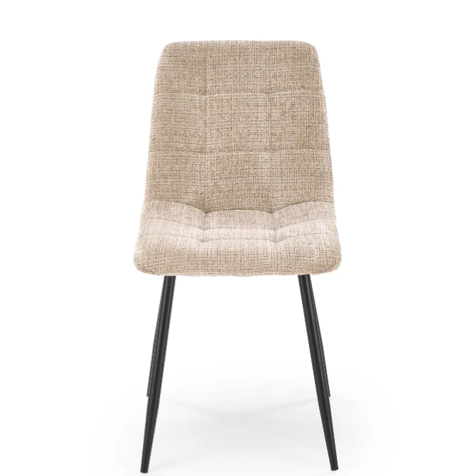 Chaise beige avec pieds noirs assise matelassée