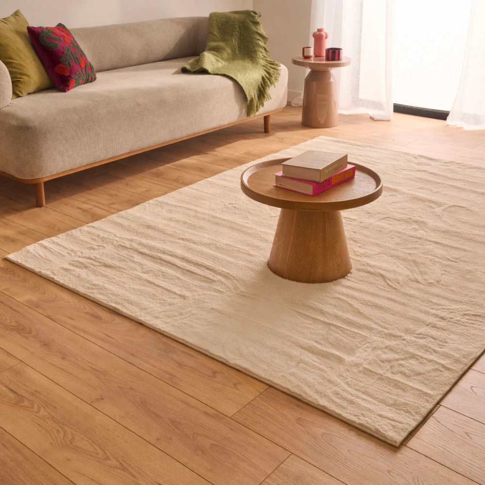 Tapis uni doux à poils courts - Crème - 160x230 cm