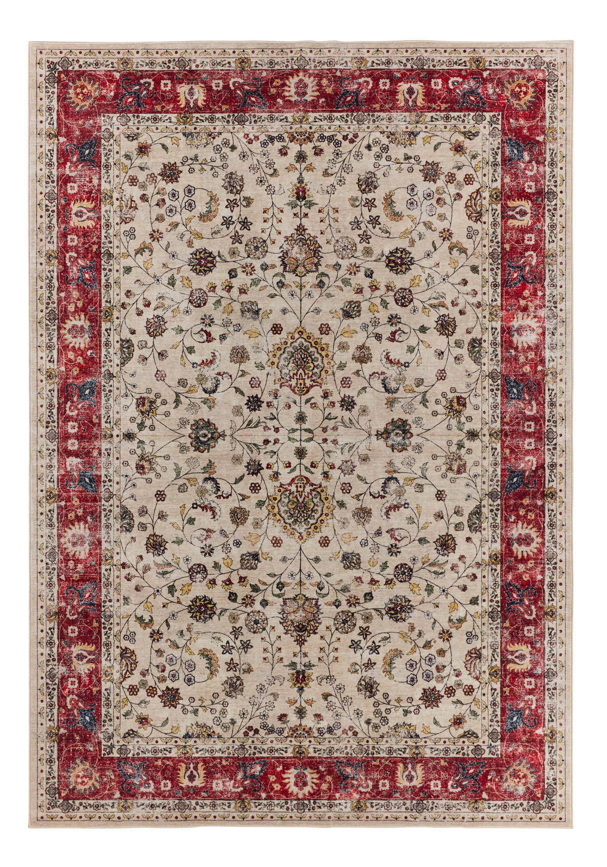 Tapis doux à poils courts motif oriental beige - 120x160 cm