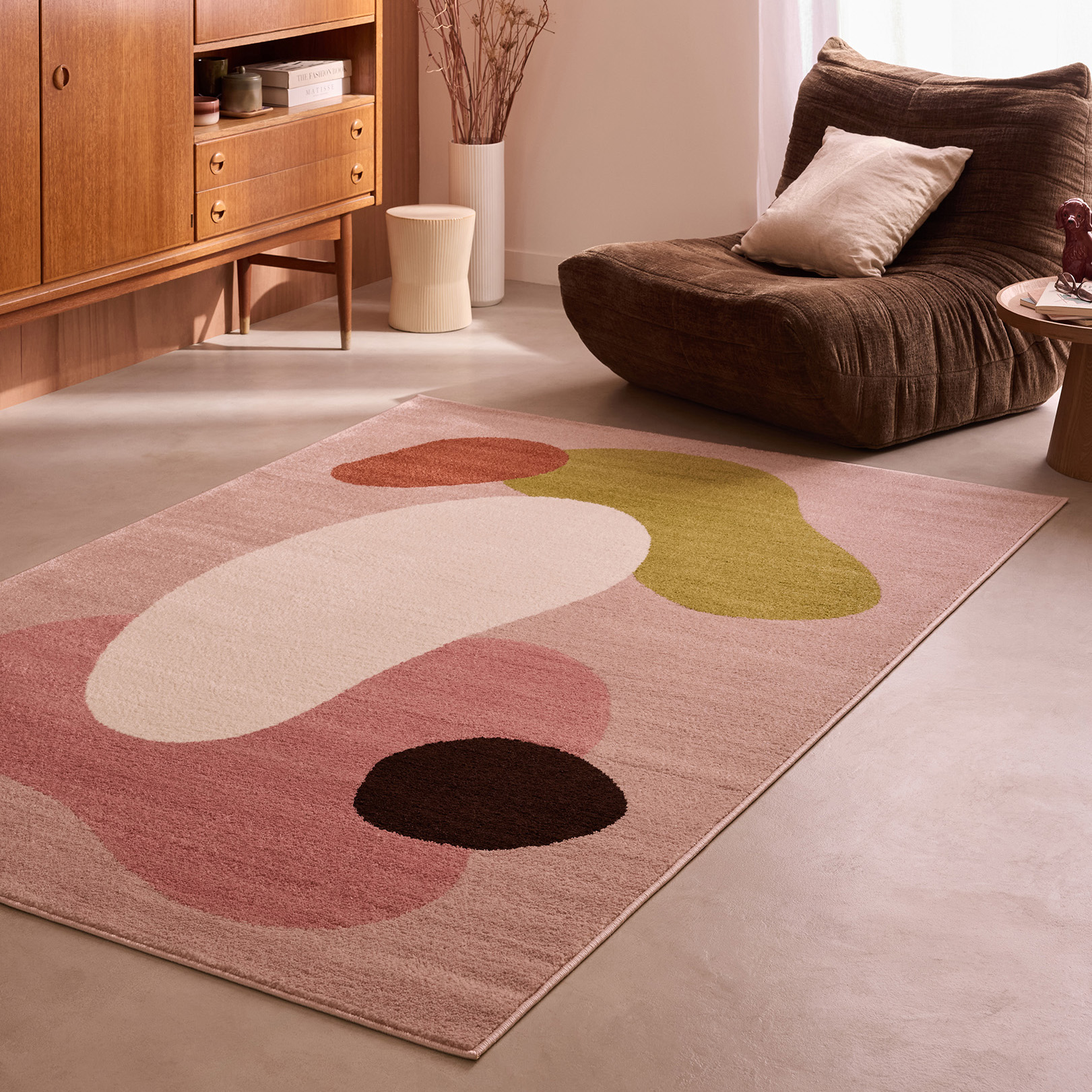 Tapis de salon à poils courts à motif géométrique multicolore - 100x150 cm